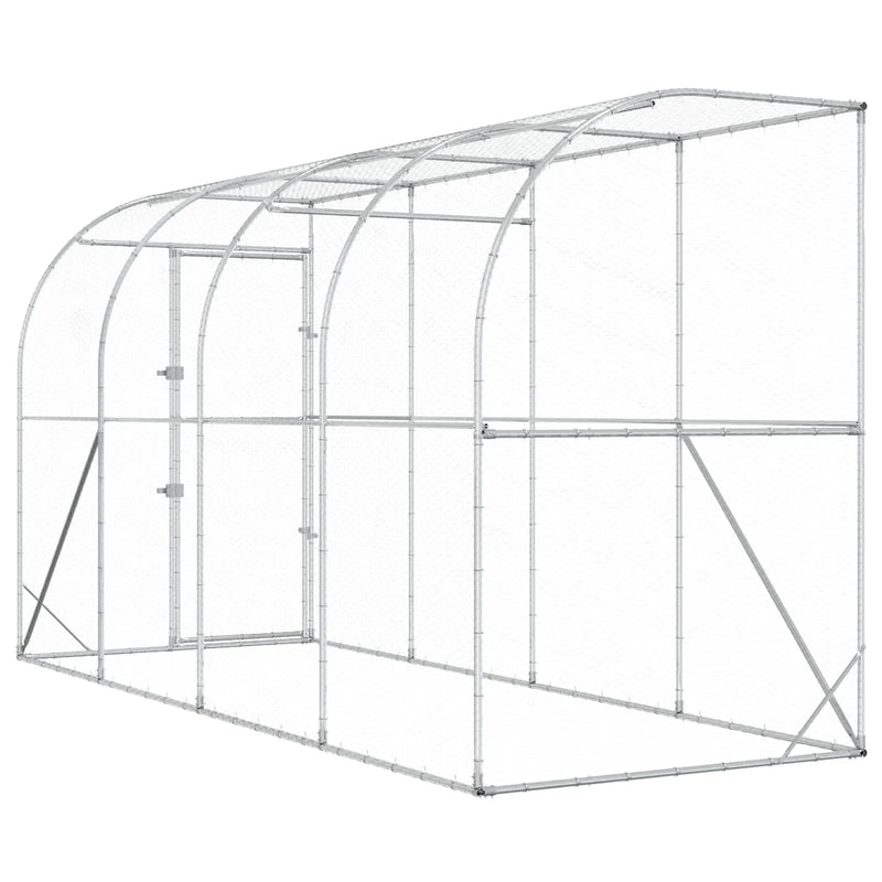 Against Wall Chicken Coop Silver 600 x 150 x 215 cm