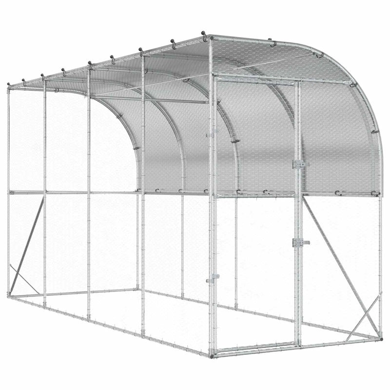 Against Wall Chicken Coop Silver 600 x 150 x 215 cm
