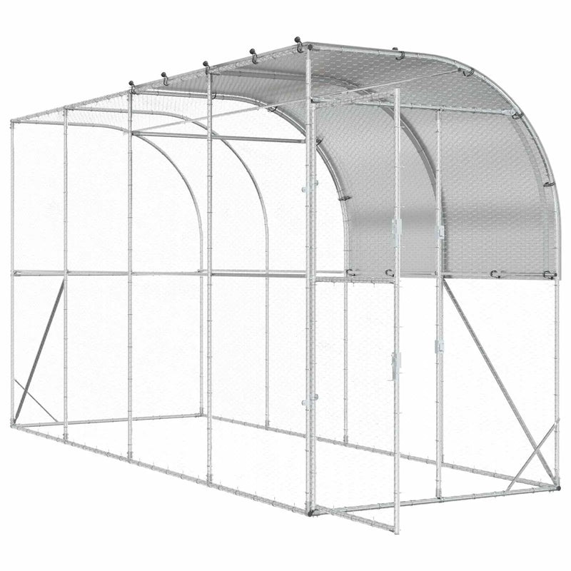 Against Wall Chicken Coop Silver 400 x 100 x 215 cm