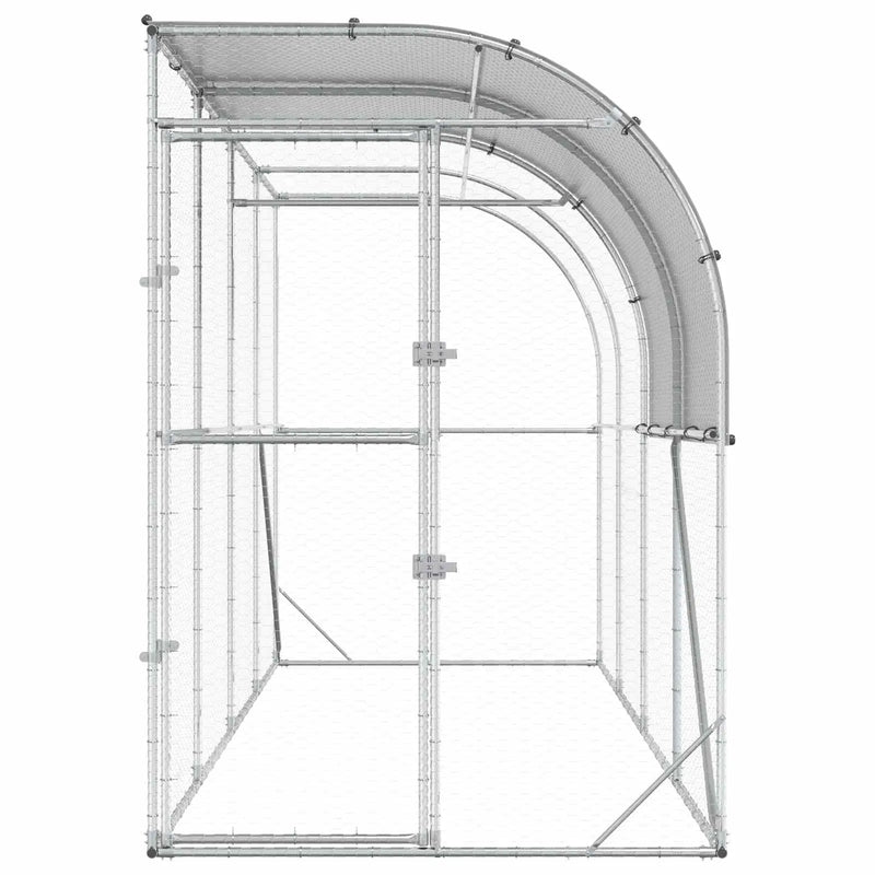 Against Wall Chicken Coop Silver 400 x 100 x 215 cm