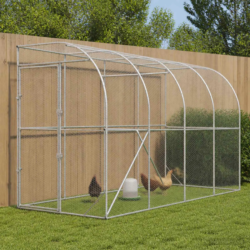 Against Wall Chicken Coop Silver 600 x 150 x 215 cm