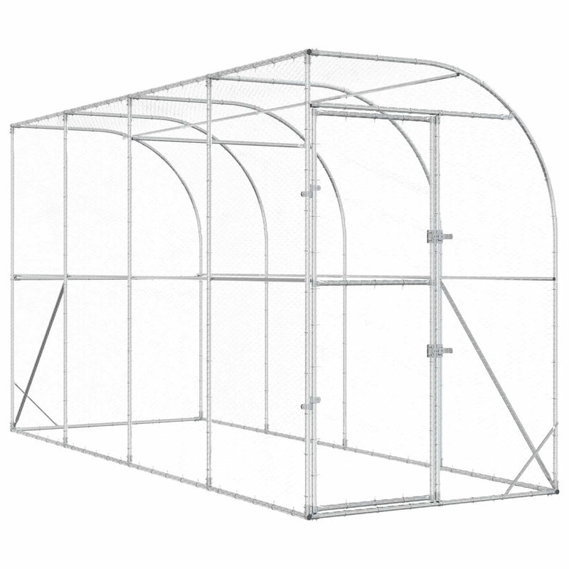 Against Wall Chicken Coop Silver 600 x 150 x 215 cm