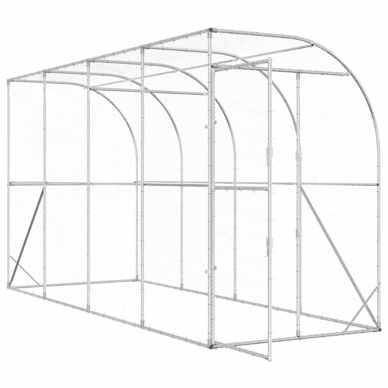 Against Wall Chicken Coop Silver 600 x 150 x 215 cm