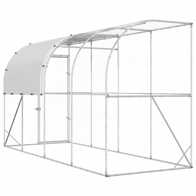 Against Wall Chicken Coop Silver 400 x 150 x 215 cm