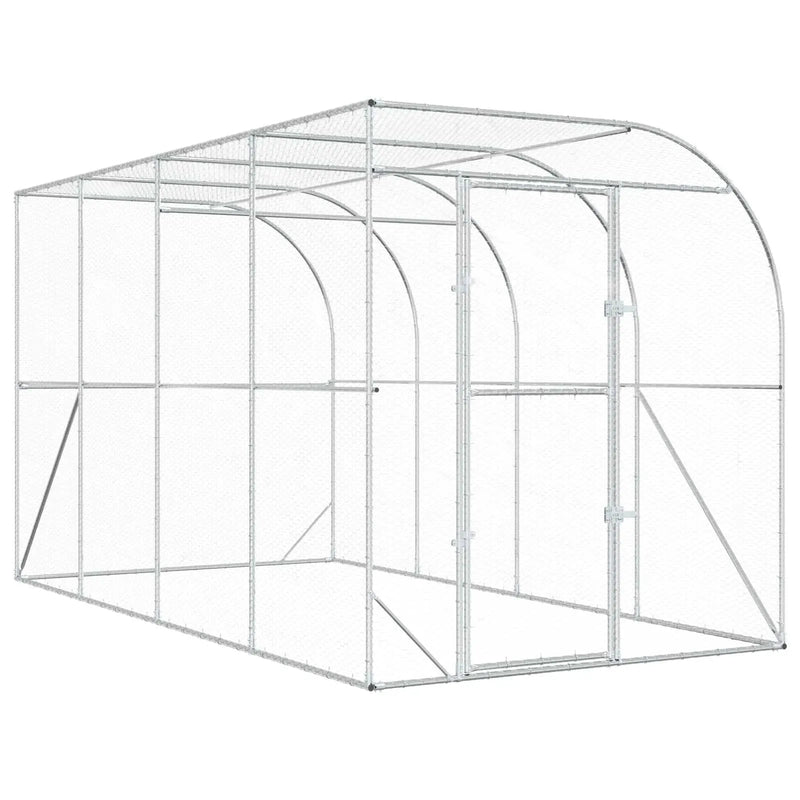 Against Wall Chicken Coop Silver 600 x 150 x 215 cm