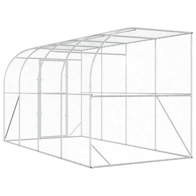 Against Wall Chicken Coop Silver 600 x 150 x 215 cm