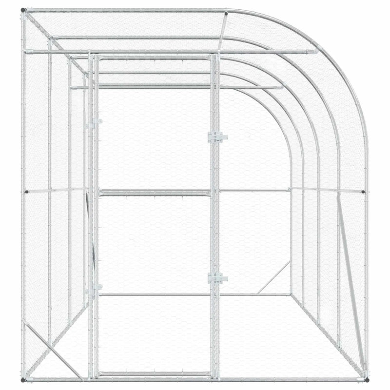 Against Wall Chicken Coop Silver 600 x 150 x 215 cm