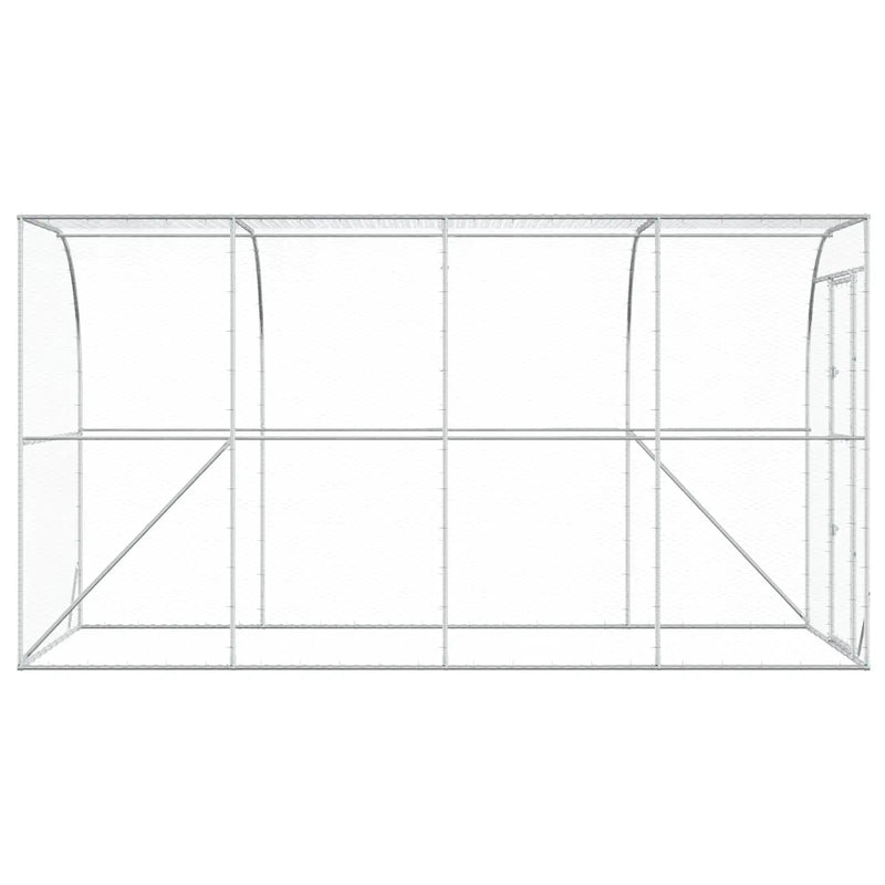 Against Wall Chicken Coop Silver 600 x 150 x 215 cm