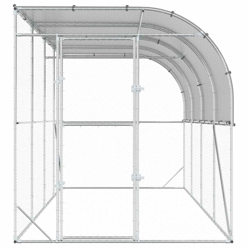 Against Wall Chicken Coop Silver 600 x 150 x 215 cm