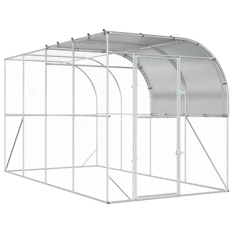 Against Wall Chicken Coop Silver 400 x 200 x 215 cm