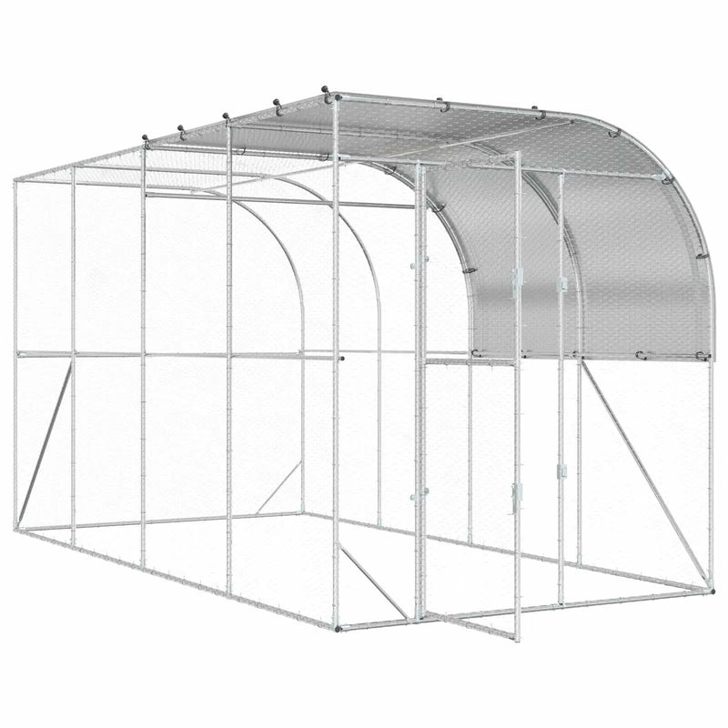 Against Wall Chicken Coop Silver 400 x 200 x 215 cm