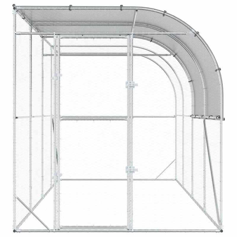 Against Wall Chicken Coop Silver 400 x 200 x 215 cm