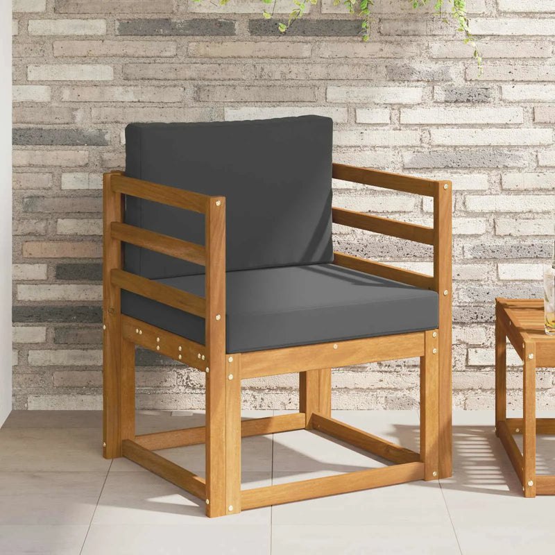 Outdoor Sofa Solid Acacia Wood and Polyester Natural