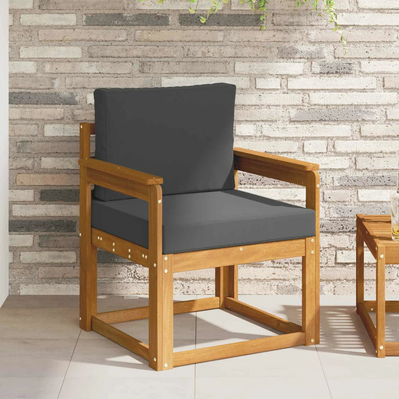 Outdoor Sofa Solid Acacia Wood and Polyester Natural