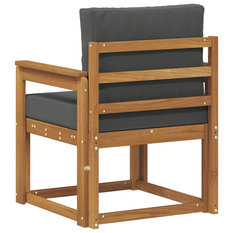 Outdoor Sofa Solid Acacia Wood and Polyester Natural