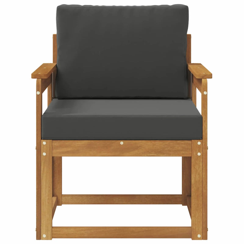 Outdoor Sofa Solid Acacia Wood and Polyester Natural