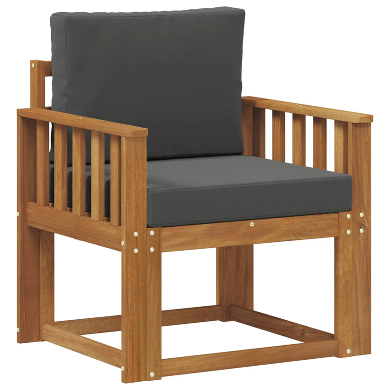 Outdoor Sofa Solid Acacia Wood and Polyester Natural