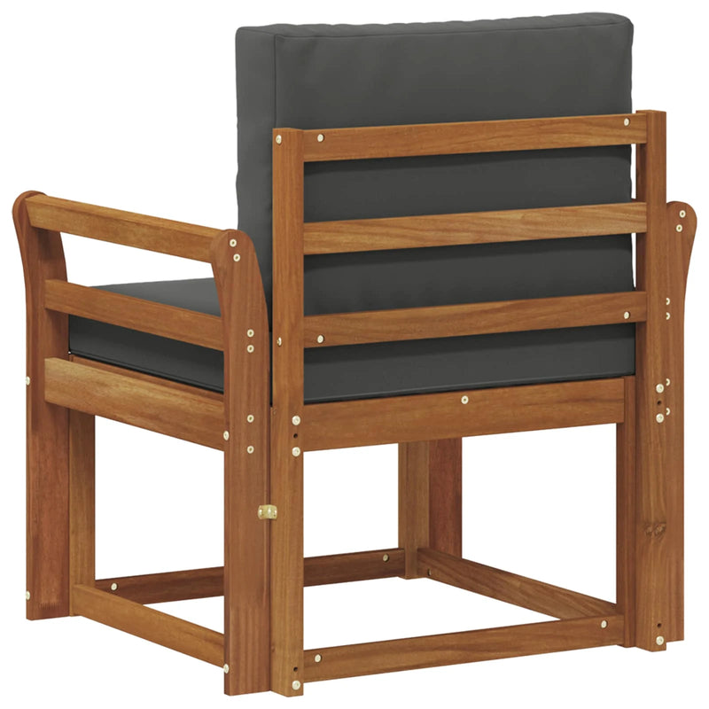 Outdoor Sofa Solid Acacia Wood and Polyester Natural