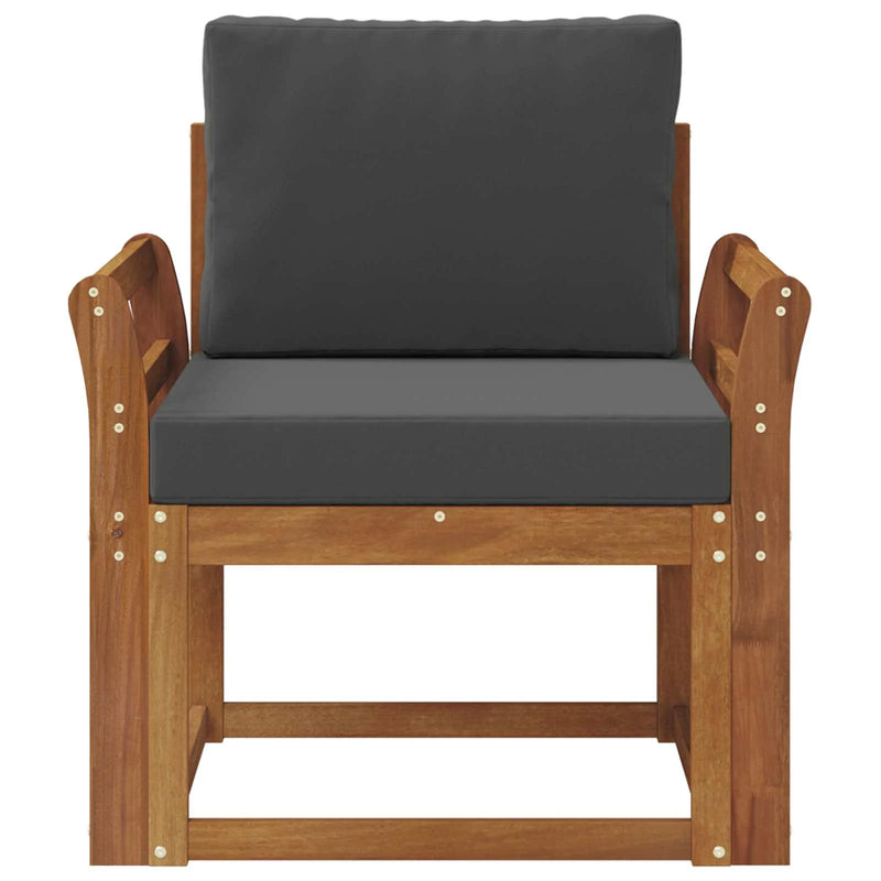 Outdoor Sofa Solid Acacia Wood and Polyester Natural