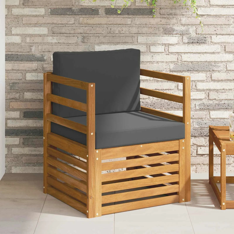 Outdoor Sofa Solid Acacia Wood and Polyester Natural