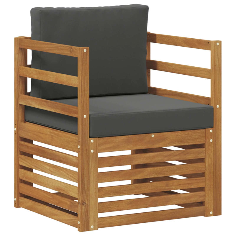 Outdoor Sofa Solid Acacia Wood and Polyester Natural