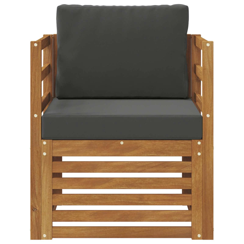 Outdoor Sofa Solid Acacia Wood and Polyester Natural