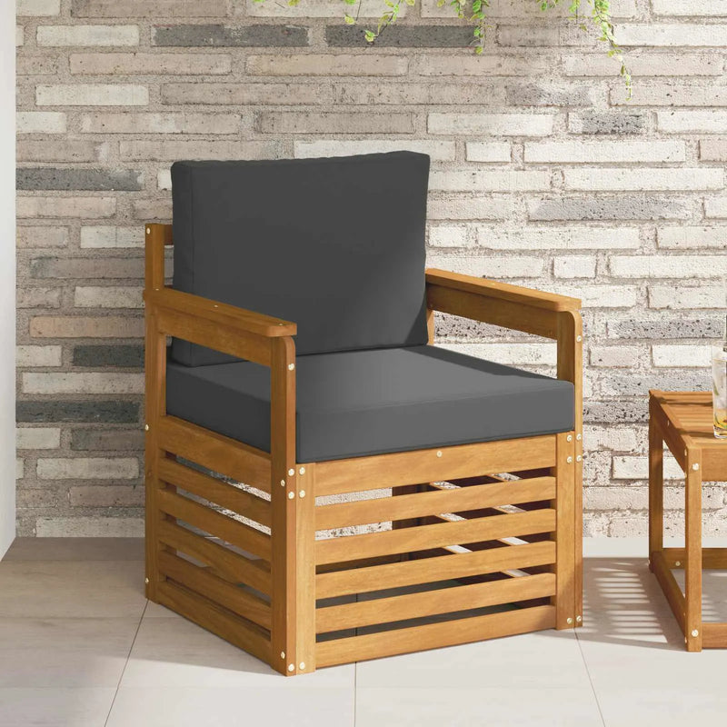 Outdoor Sofa Solid Acacia Wood and Polyester Natural