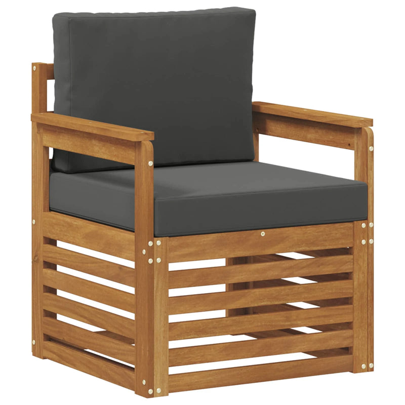 Outdoor Sofa Solid Acacia Wood and Polyester Natural