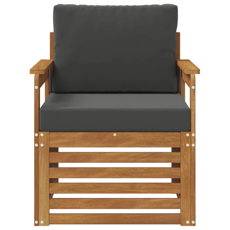Outdoor Sofa Solid Acacia Wood and Polyester Natural