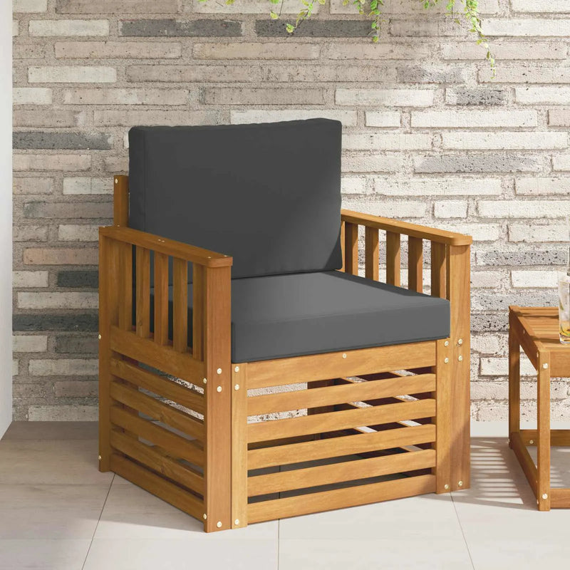 Outdoor Sofa Solid Acacia Wood and Polyester Natural