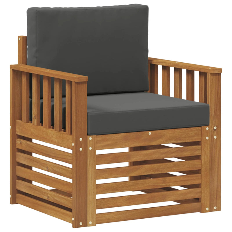 Outdoor Sofa Solid Acacia Wood and Polyester Natural
