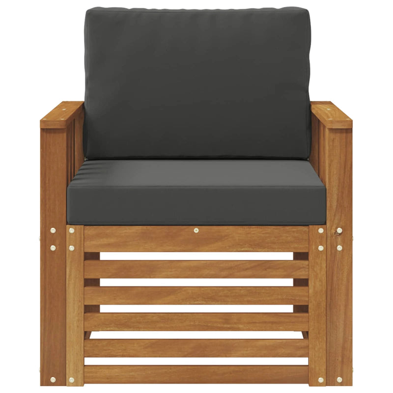 Outdoor Sofa Solid Acacia Wood and Polyester Natural