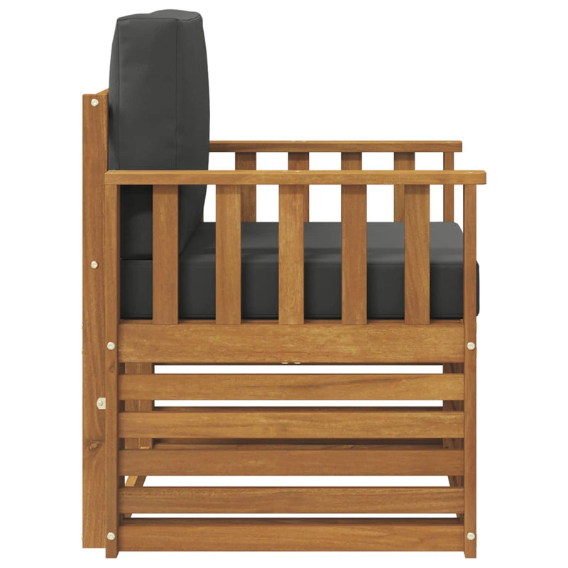 Outdoor Sofa Solid Acacia Wood and Polyester Natural