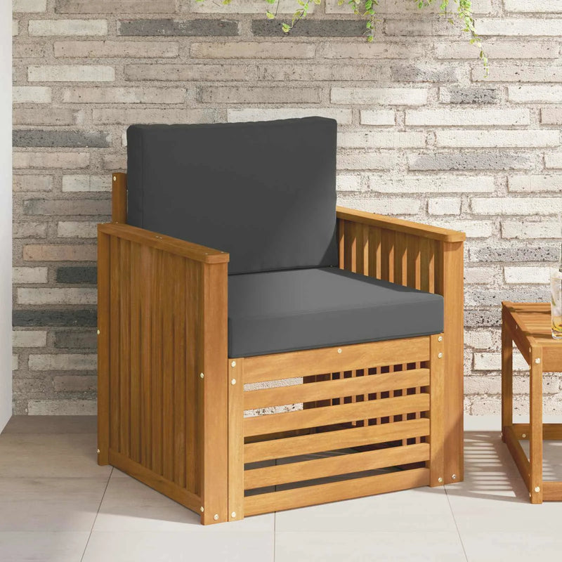 Outdoor Sofa Solid Acacia Wood and Polyester Natural