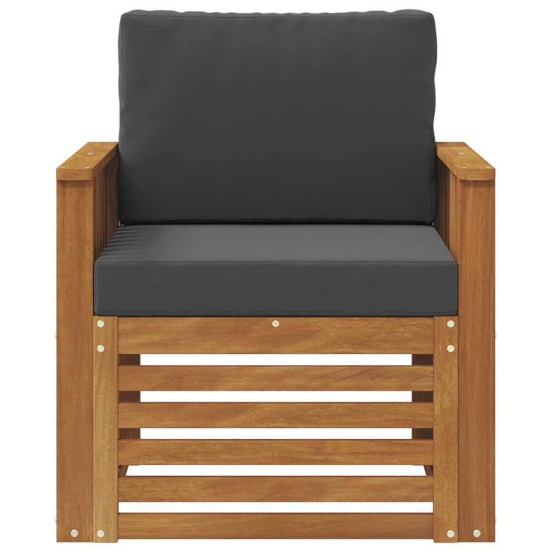 Outdoor Sofa Solid Acacia Wood and Polyester Natural