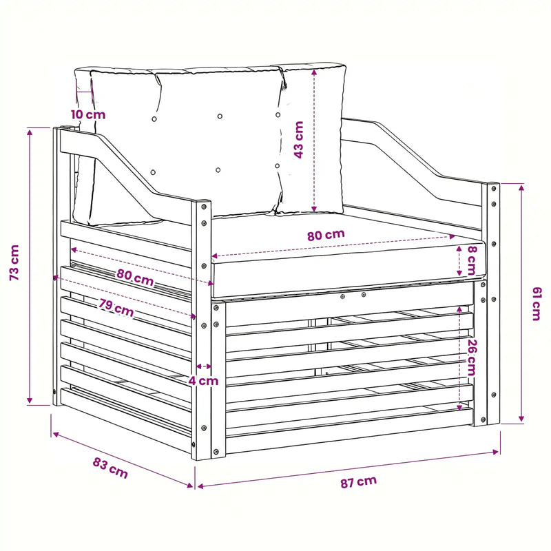 Outdoor Sofa Set Solid Acacia Wood Natural