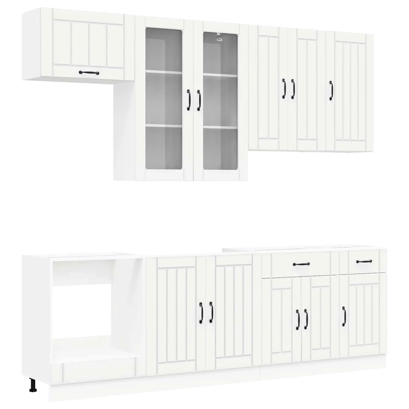 Cabinet Set with Drawer with Shelf 8 pcs White Engineered Wood