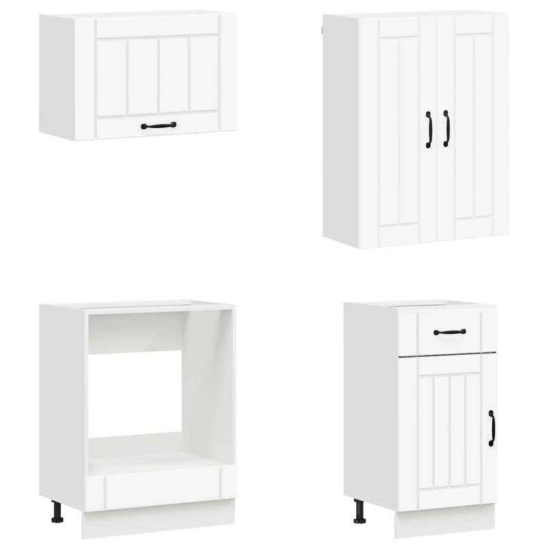 Cabinet Set with Drawer with Shelf 8 pcs White Engineered Wood