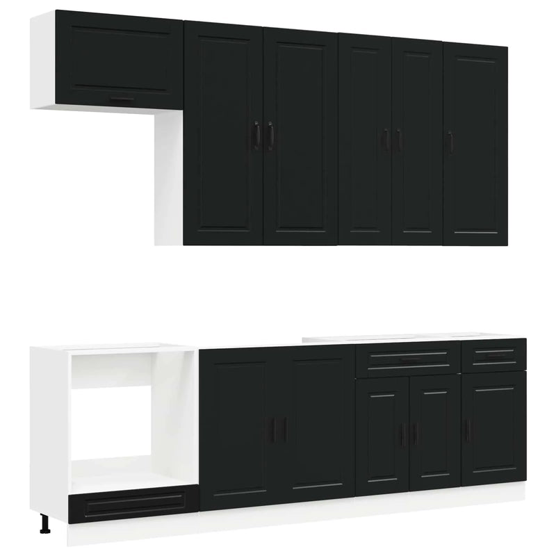 Kitchen Unit PORTO 8 pcs Black Engineered Wood