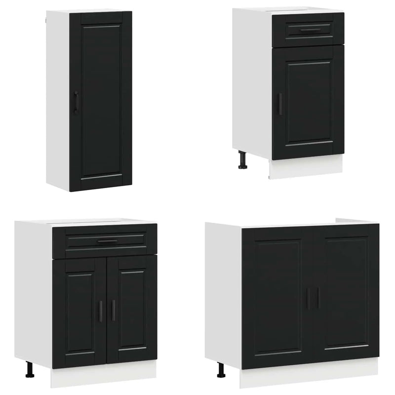 Kitchen Unit PORTO 8 pcs Black Engineered Wood