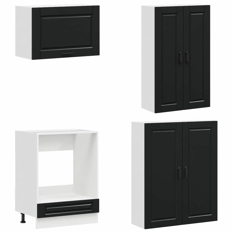 Kitchen Unit PORTO 8 pcs Black Engineered Wood