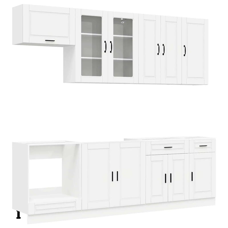 Cabinet Set with Drawer with Shelf 8 pcs White Engineered Wood