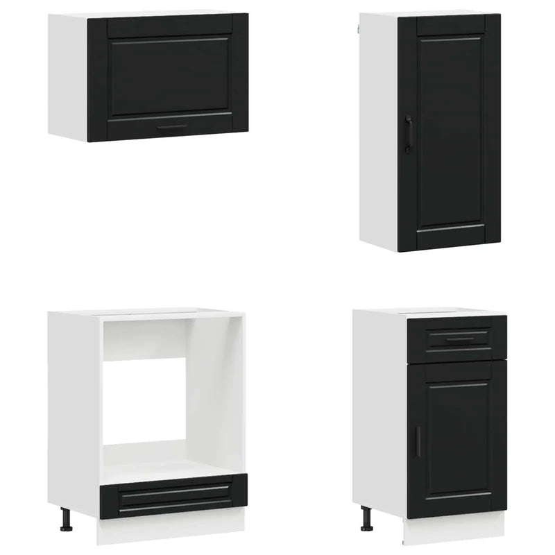Kitchen Unit PORTO 8 pcs Black Engineered Wood