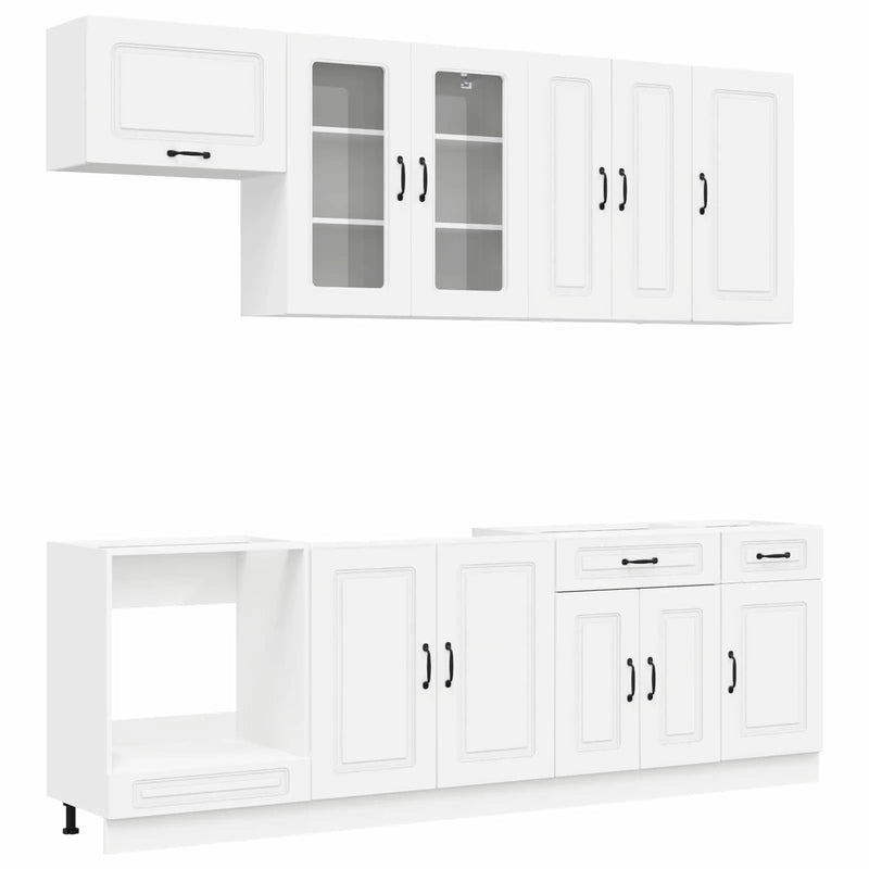 Cabinet Set with Drawer with Shelf 8 pcs White Engineered Wood