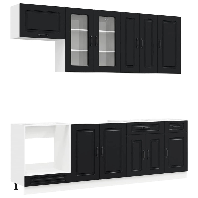 Kitchen Unit KALMAR 8 pcs Black Engineered Wood