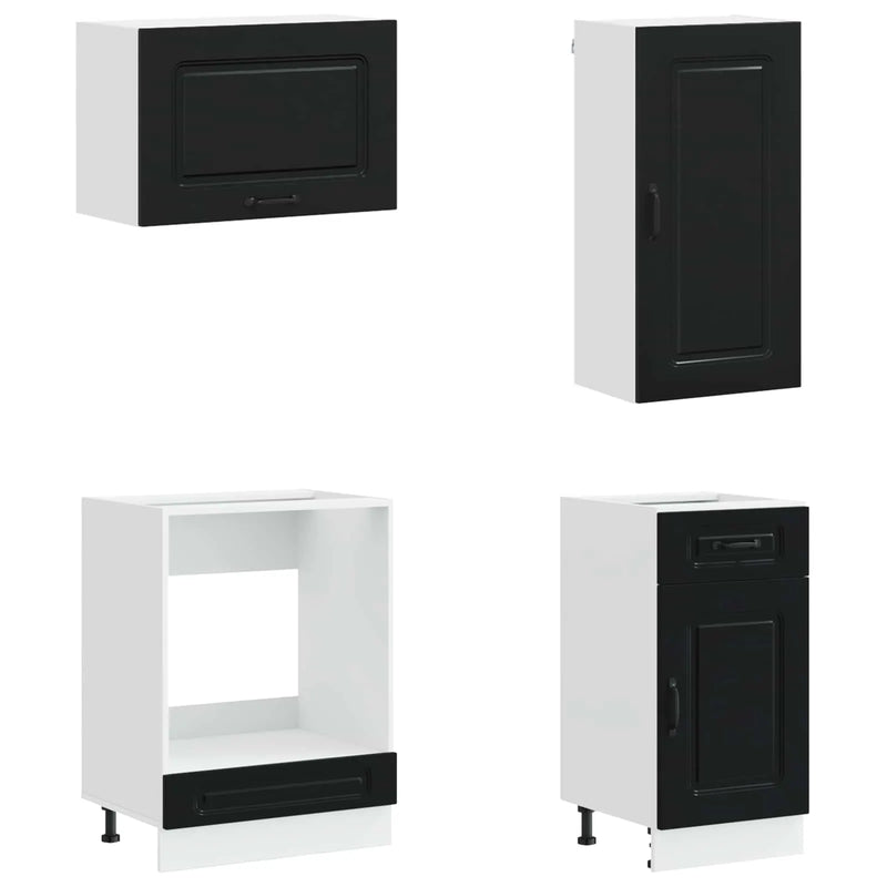 Kitchen Unit KALMAR 8 pcs Black Engineered Wood