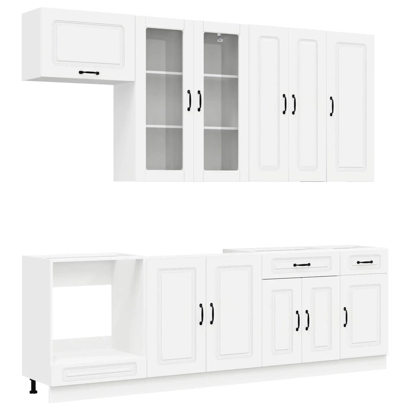 Cabinet Set with Drawer with Shelf 8 pcs White Engineered Wood