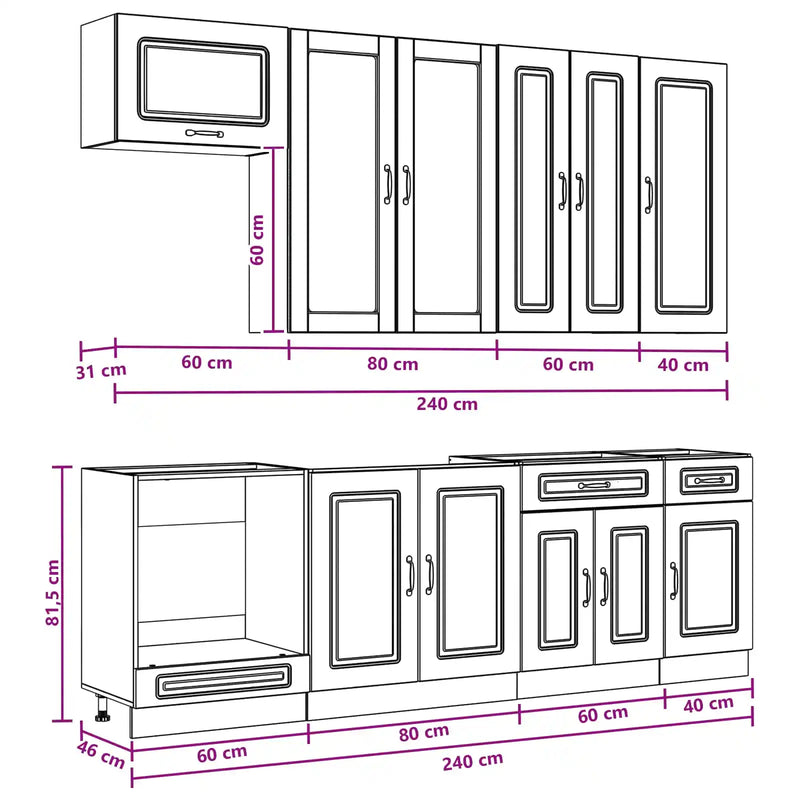Cabinet Set with Drawer with Shelf 8 pcs White Engineered Wood