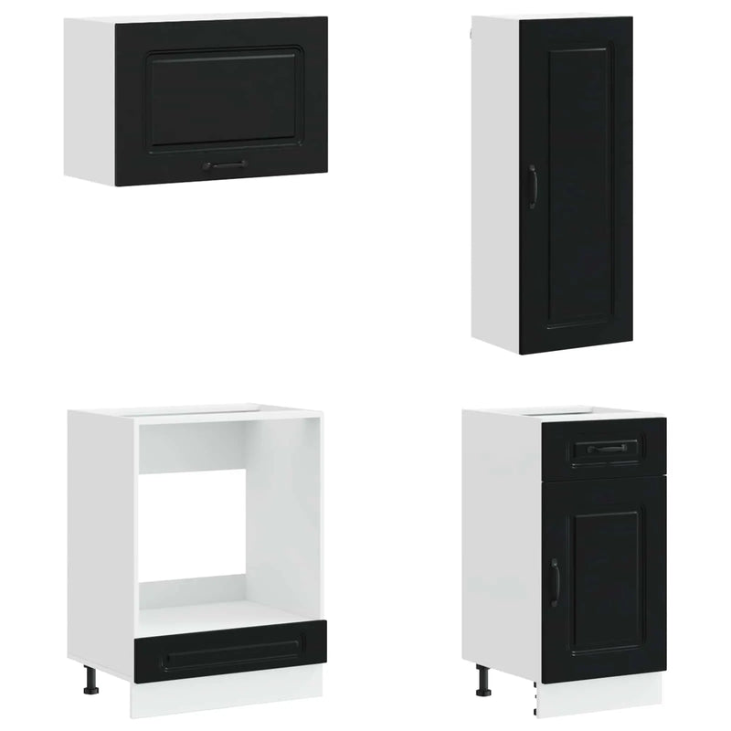 Kitchen Unit KALMAR 8 pcs Black Engineered Wood