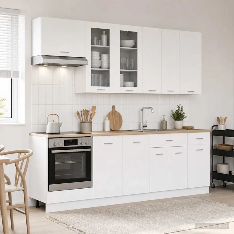 Kitchen Unit LYON 8 pcs White Engineered Wood